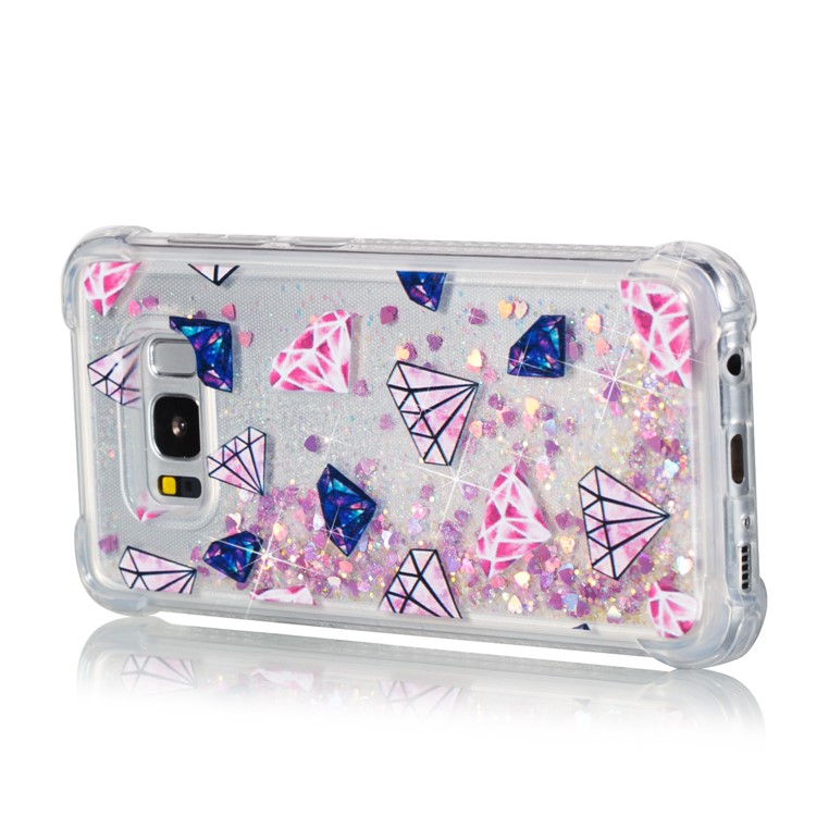 Liquid Glitter Powder Quicksand Shockproof TPU Back Case for Samsung Galaxy S8 G950 - Diamonds-1