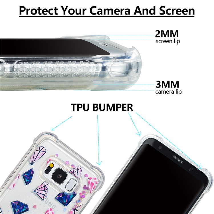 Liquid Glitter Powder Quicksand Shockproof TPU Back Case for Samsung Galaxy S8 G950 - Diamonds-2