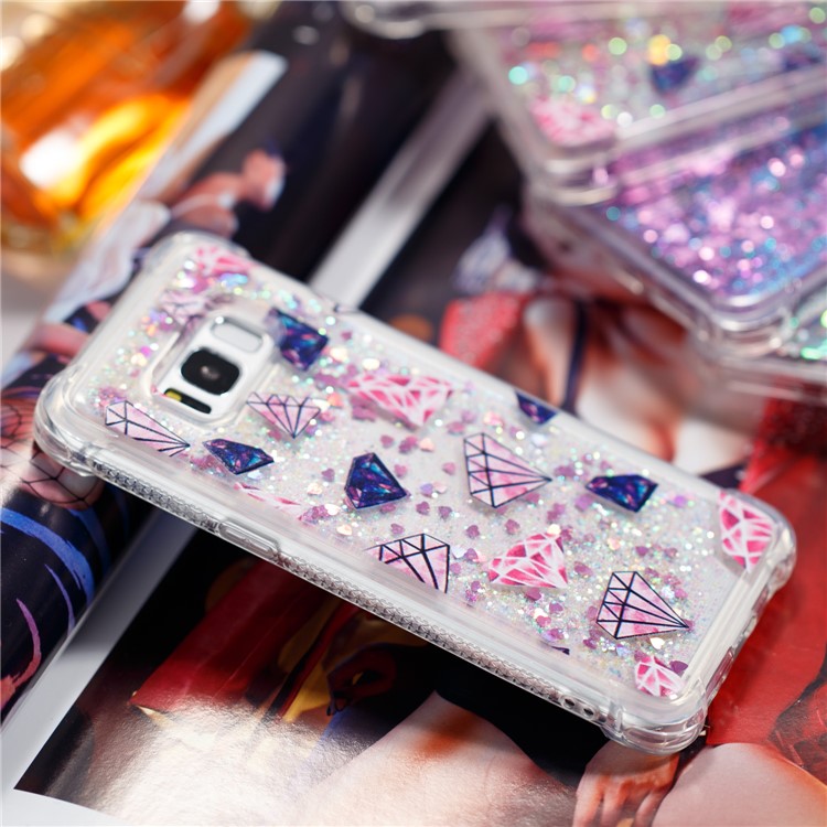 Liquid Glitter Powder Quicksand Shockproof TPU Back Case for Samsung Galaxy S8 G950 - Diamonds-5