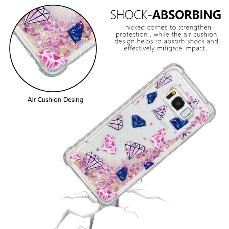 Liquid Glitter Powder Quicksand Shockproof TPU Back Case for Samsung Galaxy S8 G950 - Diamonds-7