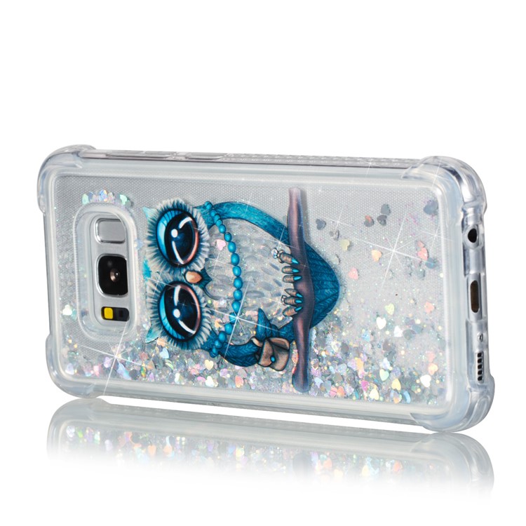 Liquid Glitter Powder Quicksand Shockproof TPU Back Shell for Samsung Galaxy S8 G950 - Elegant Owl-1