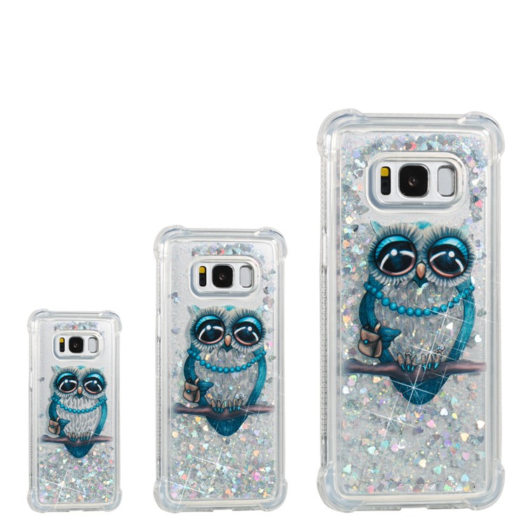 Liquid Glitter Powder Quicksand Shockproof TPU Back Shell for Samsung Galaxy S8 G950 - Elegant Owl-4