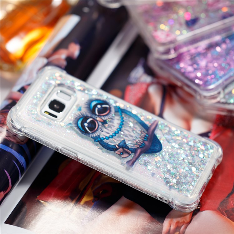 Liquid Glitter Powder Quicksand Shockproof TPU Back Shell for Samsung Galaxy S8 G950 - Elegant Owl-5
