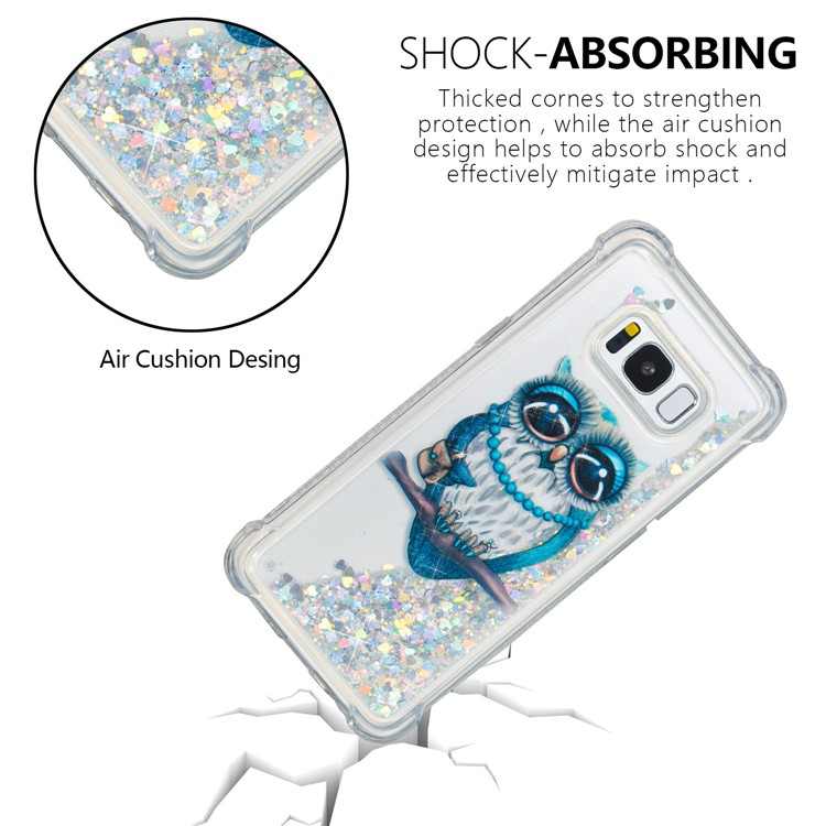Liquid Glitter Powder Quicksand Shockproof TPU Back Shell for Samsung Galaxy S8 G950 - Elegant Owl-7