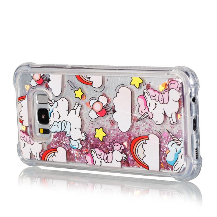 Liquid Glitter Powder Quicksand Shockproof TPU Back Case for Samsung Galaxy S8+ SM-G955 - Unicorns-1