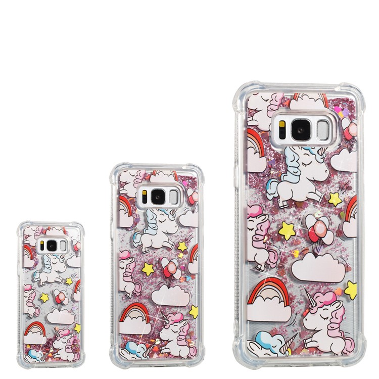 Liquid Glitter Powder Quicksand Shockproof TPU Back Case for Samsung Galaxy S8+ SM-G955 - Unicorns-4