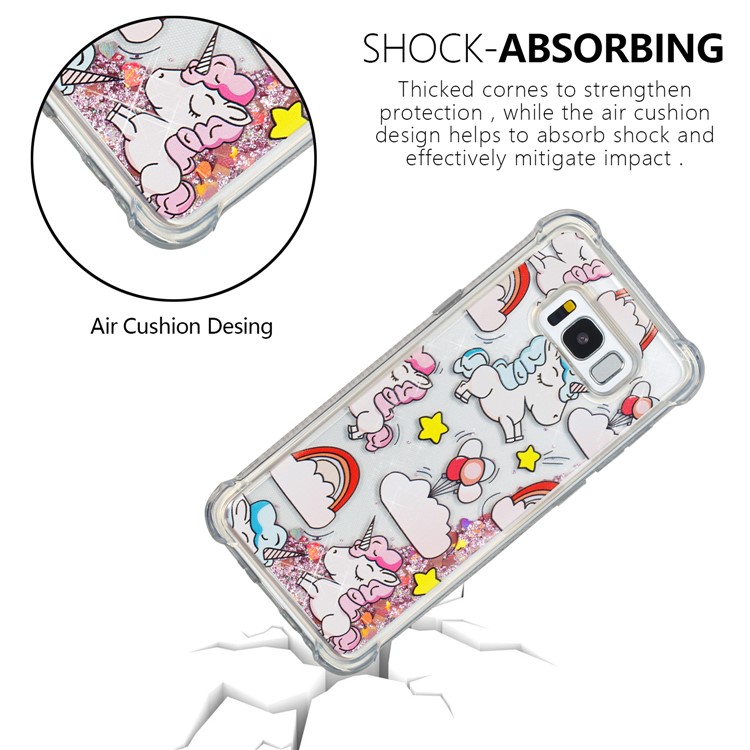 Liquid Glitter Powder Quicksand Shockproof TPU Back Case for Samsung Galaxy S8+ SM-G955 - Unicorns-7