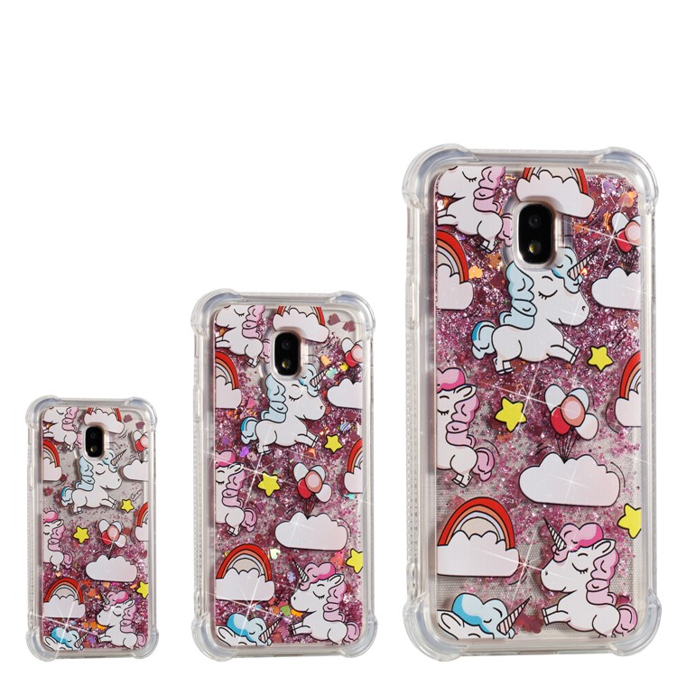 Liquid Glitter Powder Quicksand Shockproof TPU Back Case for Samsung Galaxy J3 Pro (2017) / J3 (2017) EU Version - Unicorns-4
