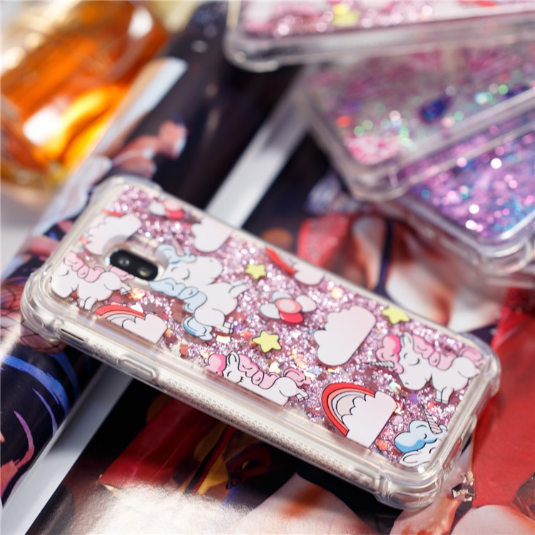 Liquid Glitter Powder Quicksand Shockproof TPU Back Case for Samsung Galaxy J3 Pro (2017) / J3 (2017) EU Version - Unicorns-5