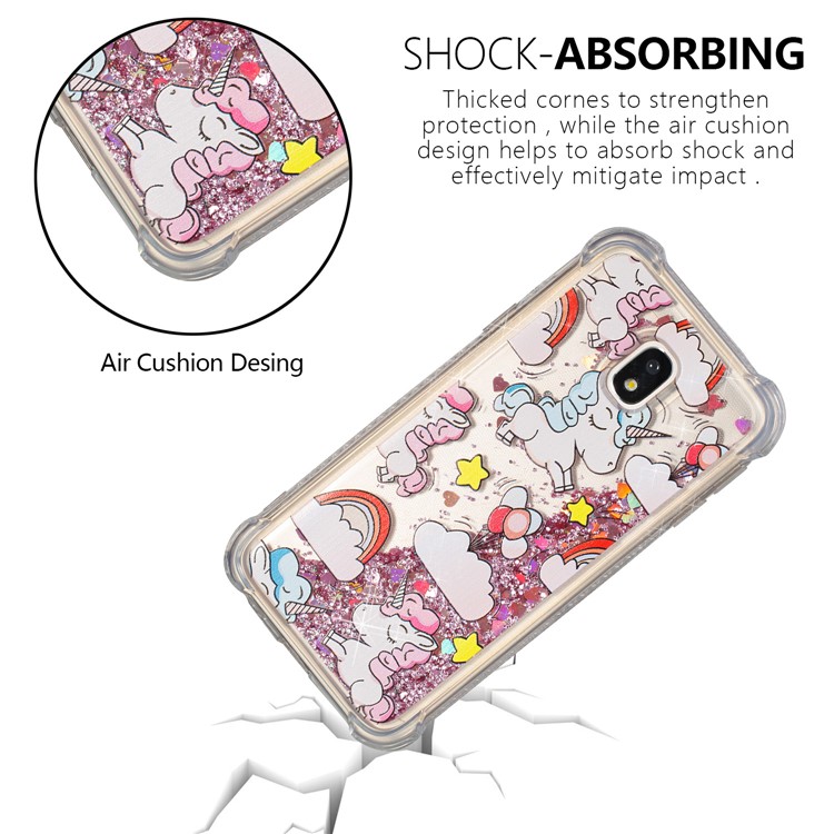Liquid Glitter Powder Quicksand Shockproof TPU Back Case for Samsung Galaxy J3 Pro (2017) / J3 (2017) EU Version - Unicorns-7