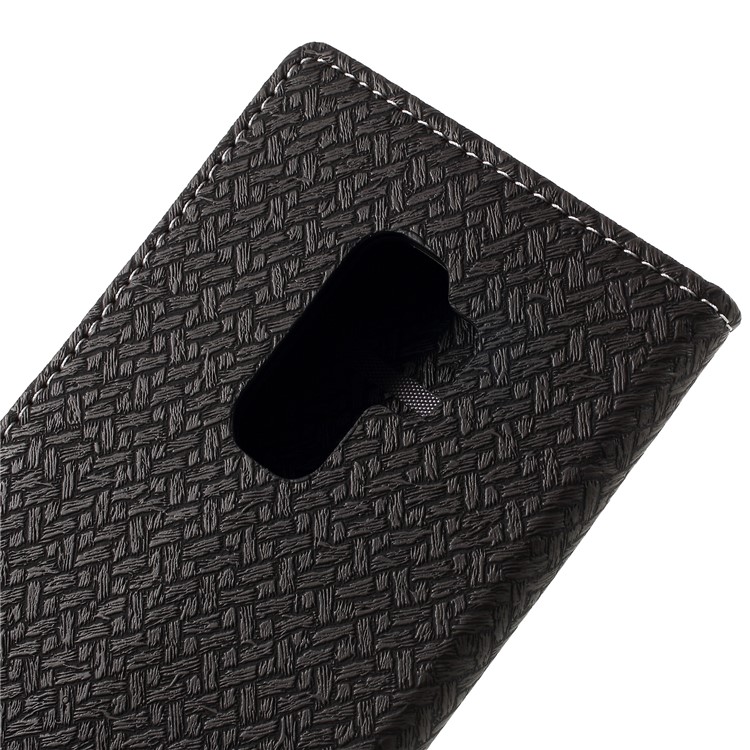 Woven Grain Leather Wallet Phone Case for Samsung Galaxy S9+ - Black-6