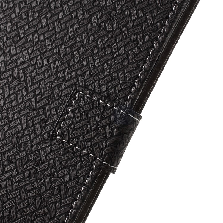 Woven Grain Leather Wallet Phone Case for Samsung Galaxy S9+ - Black-7