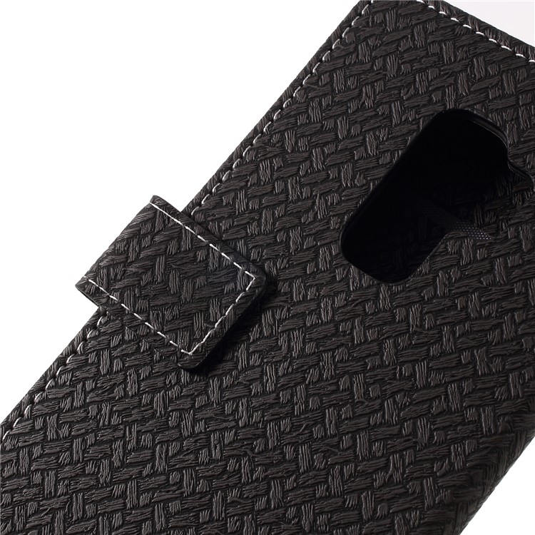 Woven Grain Leather Wallet Phone Case for Samsung Galaxy S9+ - Black-8