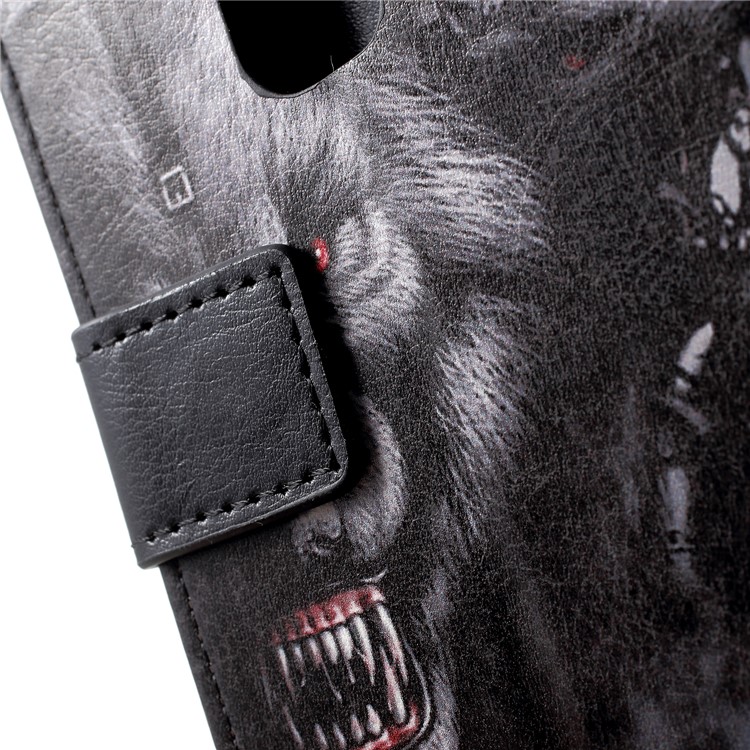 For Samsung Galaxy S9 Plus Patterned PU Leather Wallet Stand Cover - Grey Wolf-8