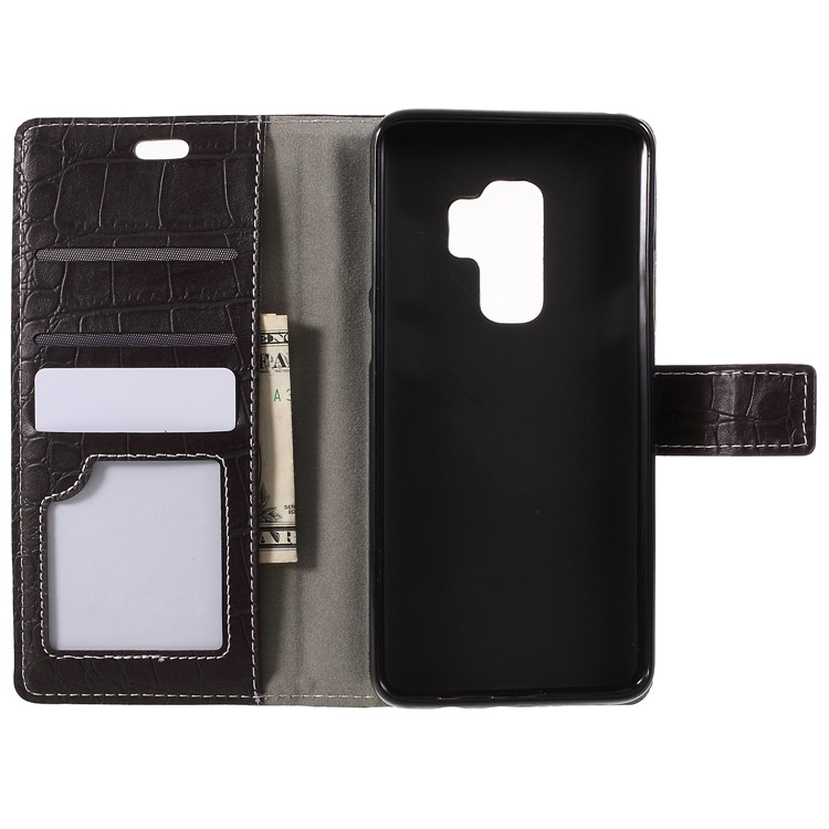 Crocodile Texture PU Leather Wallet Stand Case for Samsung Galaxy S9 Plus G965 - Black-11