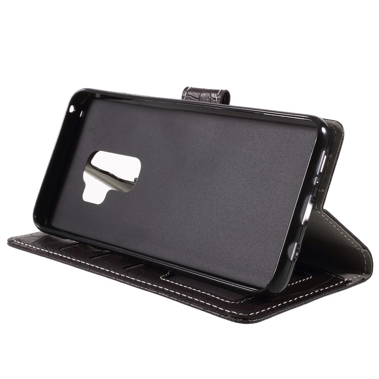 Crocodile Texture PU Leather Wallet Stand Case for Samsung Galaxy S9 Plus G965 - Black-9