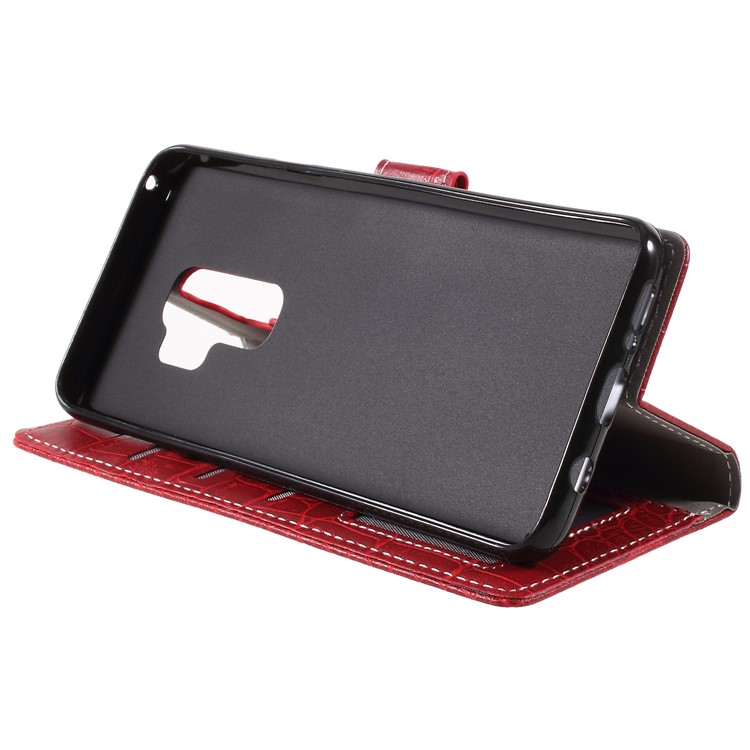 Crocodile Texture PU Leather Wallet Stand Case for Samsung Galaxy S9 Plus G965 - Red-4