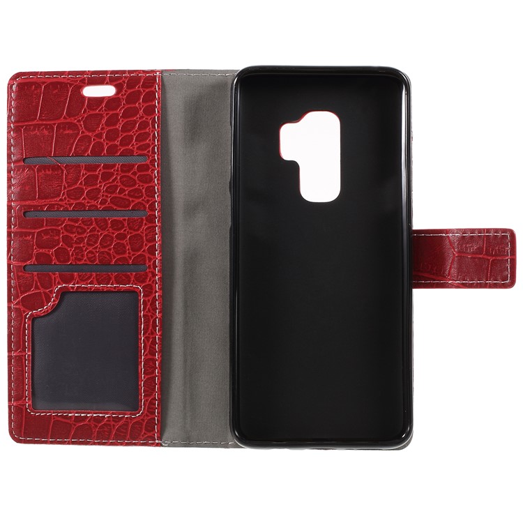 Crocodile Texture PU Leather Wallet Stand Case for Samsung Galaxy S9 Plus G965 - Red-6
