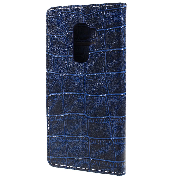 Crocodile Texture PU Leather Wallet Stand Case for Samsung Galaxy S9 Plus G965 - Blue-2