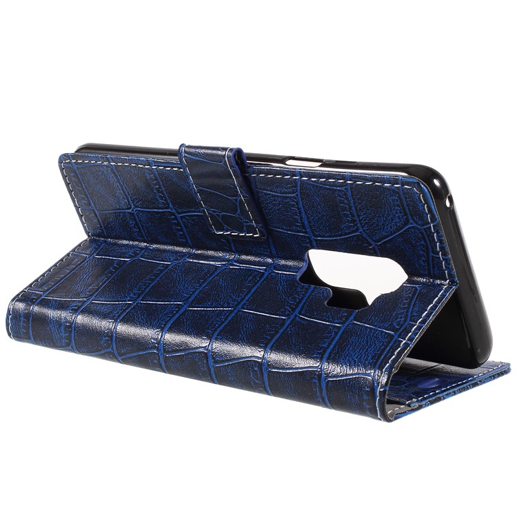 Crocodile Texture PU Leather Wallet Stand Case for Samsung Galaxy S9 Plus G965 - Blue-5