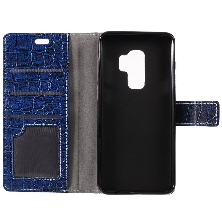 Crocodile Texture PU Leather Wallet Stand Case for Samsung Galaxy S9 Plus G965 - Blue-6