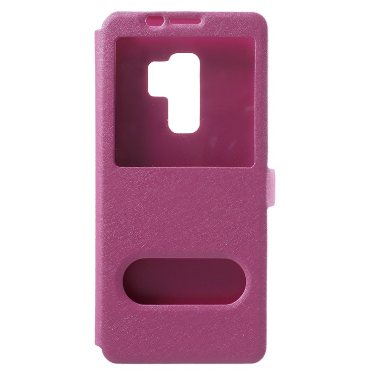 

Silk Texture Dual Window Leather Cell Phone Cover for Samsung Galaxy S9 Plus G965 - Rose