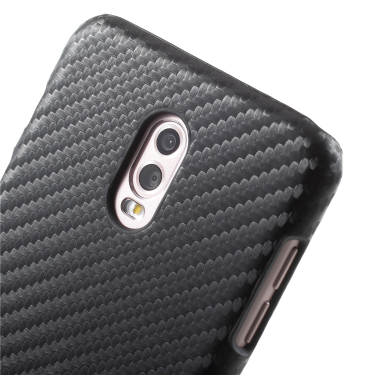 Leather Coated Plastic Hard Phone Case for Samsung Galaxy J7+ / C8 - Carbon Fiber Texture / Black-4
