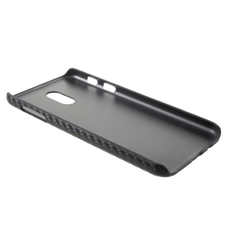 Leather Coated Plastic Hard Phone Case for Samsung Galaxy J7+ / C8 - Carbon Fiber Texture / Black-5