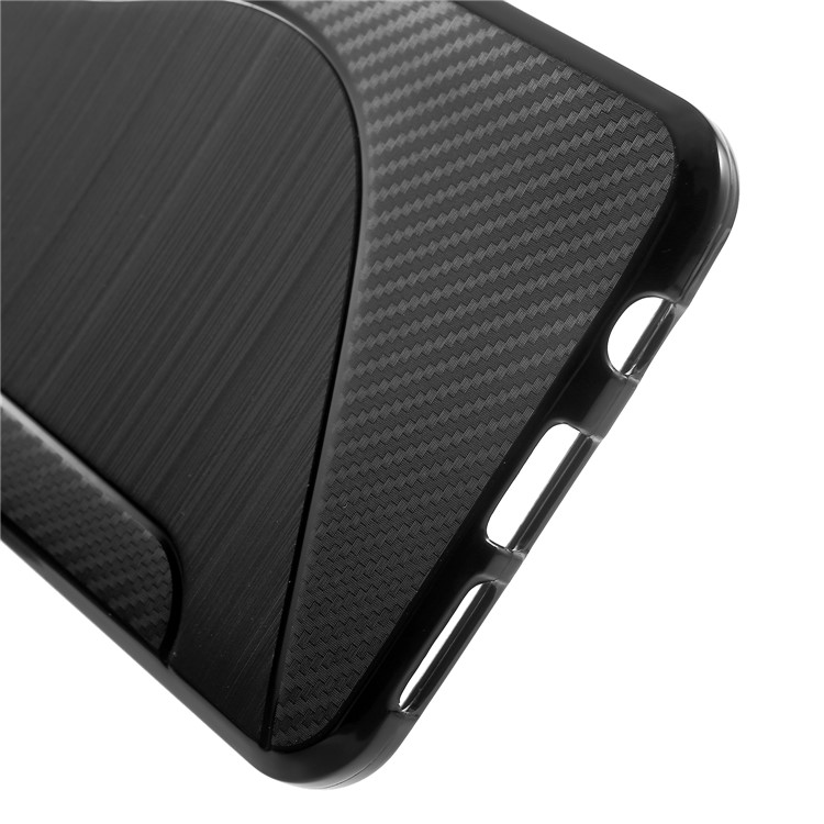 S Shape Carbon Fiber Brushed TPU Back Case for Samsung Galaxy S9 Plus - Black-5