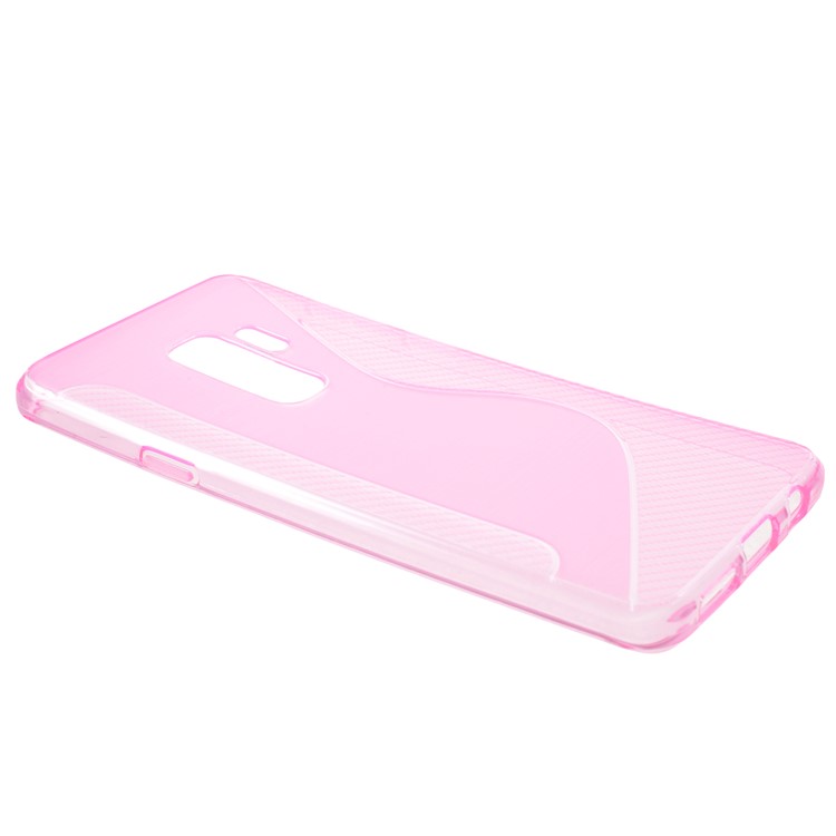 S Shape Carbon Fiber Brushed TPU Shell for Samsung Galaxy S9 Plus - Rose-2