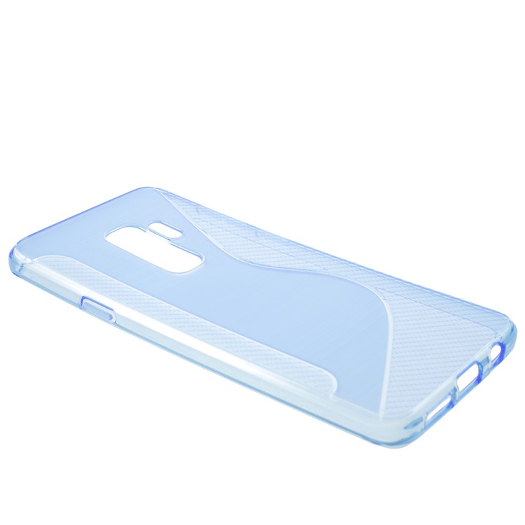 S Shape Carbon Fiber Brushed TPU Phone Case for Samsung Galaxy S9 Plus - Blue-2