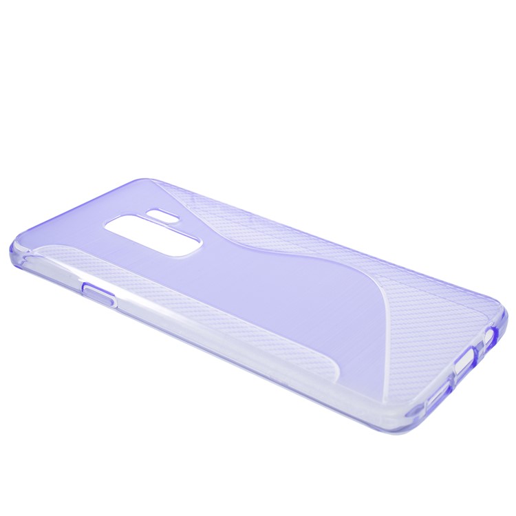 S Shape Carbon Fiber Brushed TPU Mobile Cover Shell for Samsung Galaxy S9 Plus - Purple-2