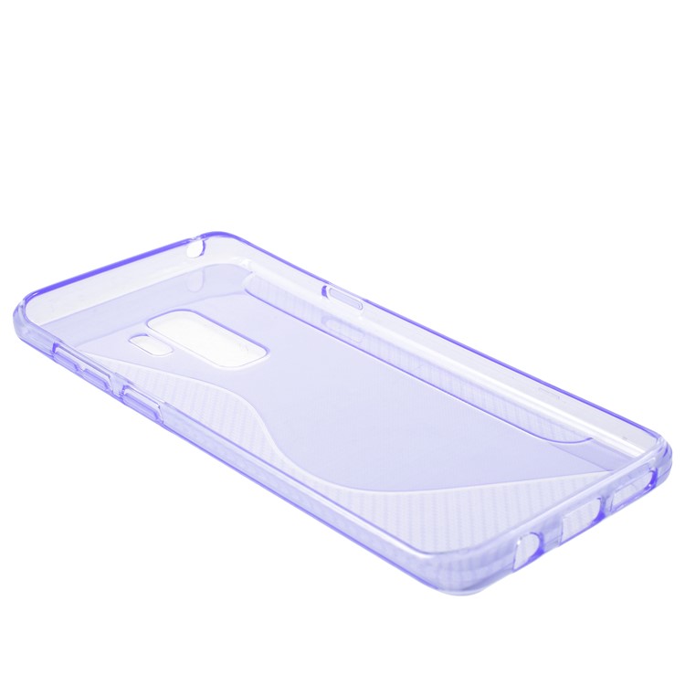 S Shape Carbon Fiber Brushed TPU Mobile Cover Shell for Samsung Galaxy S9 Plus - Purple-3