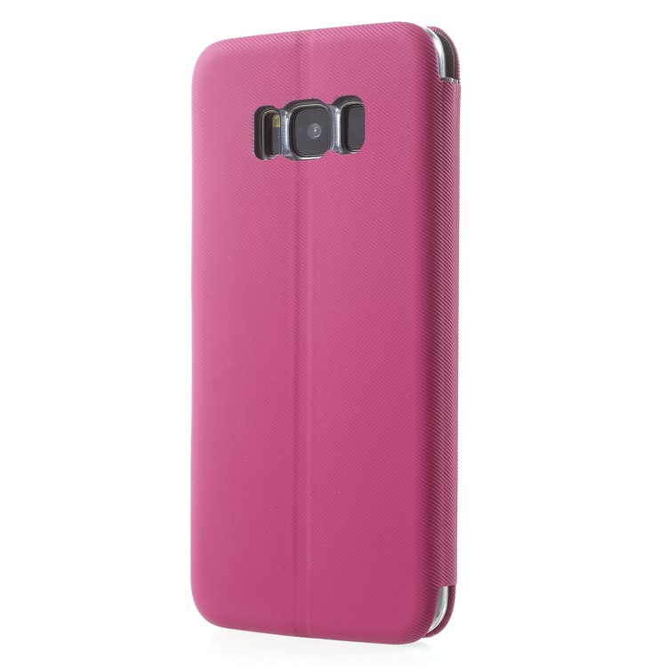 Twill Grain Leather Card Holder Stand Case for Samsung Galaxy S8 SM-G950 - Rose-2
