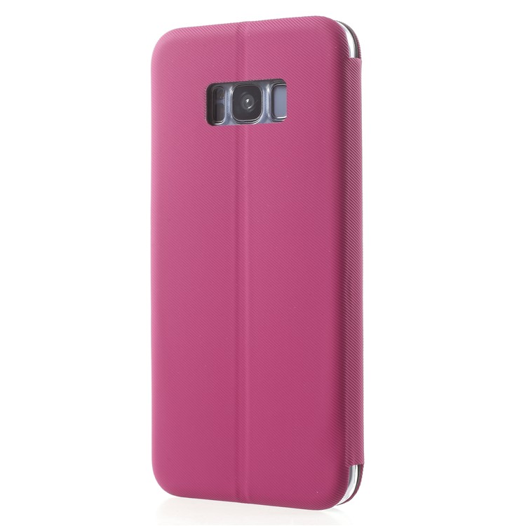 Twill Grain Leather Card Holder Stand Cell Phone Casing for Samsung Galaxy S8 Plus SM-G955 - Rose-2
