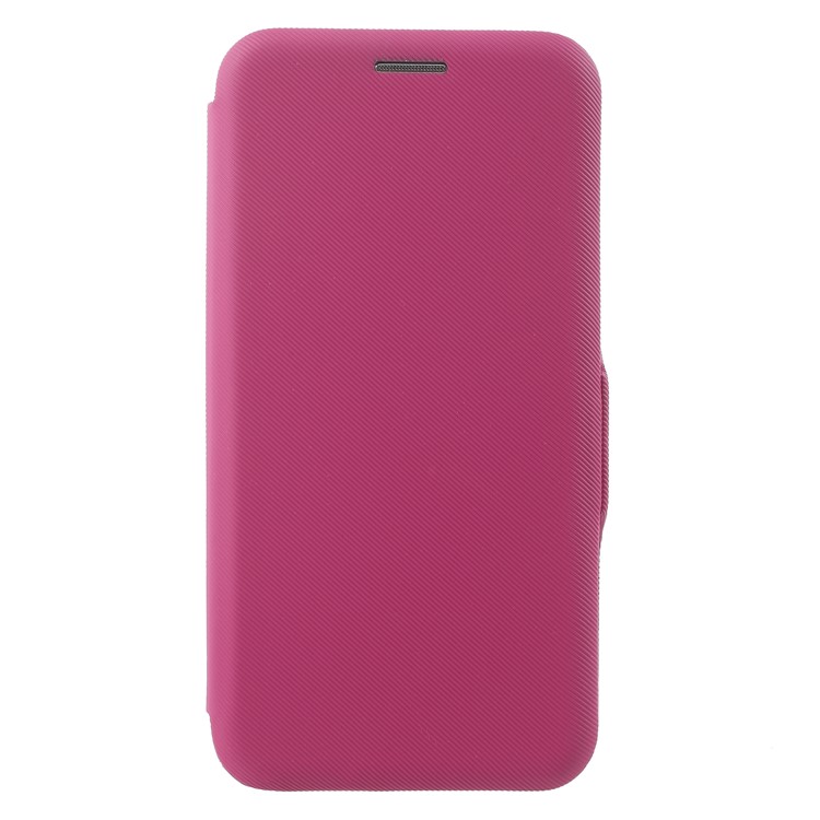 Twill Grain Leather Card Holder Stand Cell Phone Casing for Samsung Galaxy J3 Pro (2017) / J3 (2017) EU Version - Rose-3