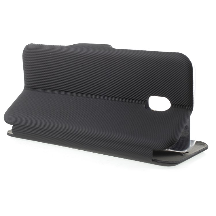 Twill Grain Leather Card Holder Stand Cell Phone Case for Samsung Galaxy J3 Pro (2017) / J3 (2017) EU Version - Black-4