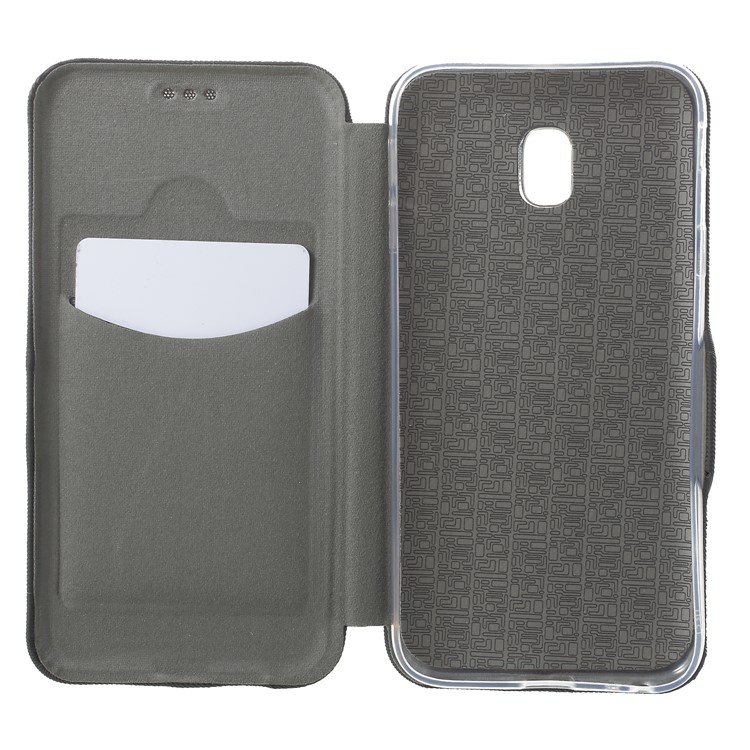 Twill Grain Leather Card Holder Stand Cell Phone Case for Samsung Galaxy J3 Pro (2017) / J3 (2017) EU Version - Black-5