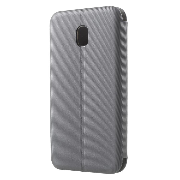Twill Grain Leather Card Holder Stand Cell Phone Cover for Samsung Galaxy J3 Pro (2017) / J3 (2017) EU Version - Grey-2