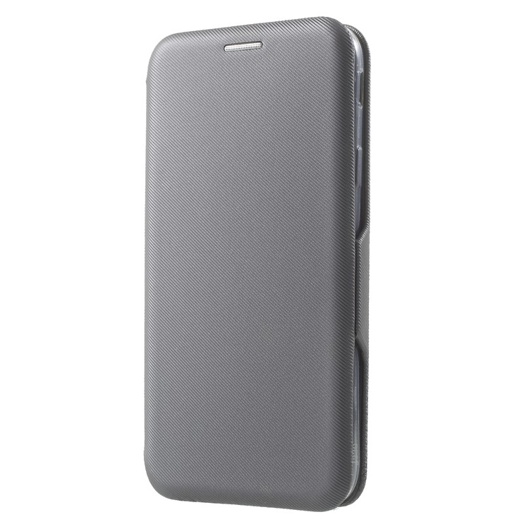 Twill Grain Leather Card Holder Stand Cell Phone Cover for Samsung Galaxy J3 Pro (2017) / J3 (2017) EU Version - Grey-3