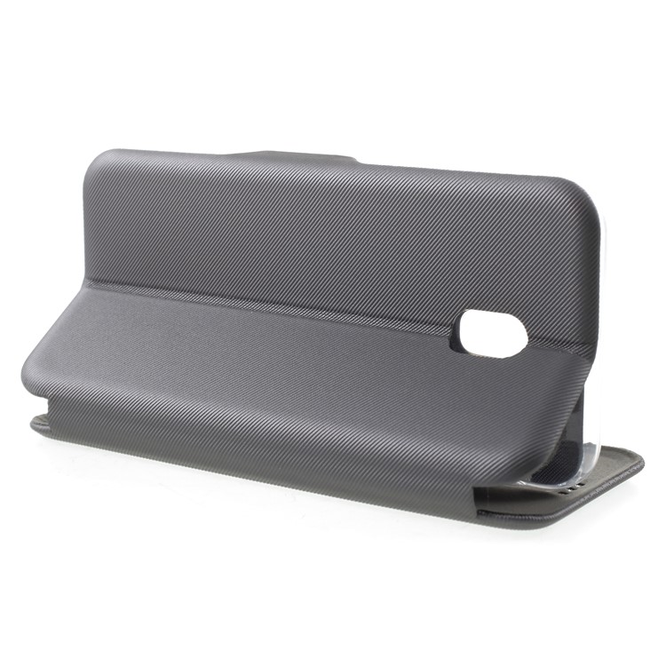Twill Grain Leather Card Holder Stand Cell Phone Cover for Samsung Galaxy J3 Pro (2017) / J3 (2017) EU Version - Grey-4