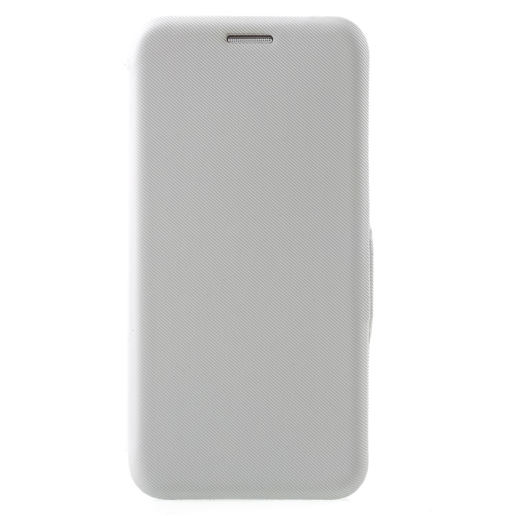 Twill Grain Leather Card Holder Stand Cell Phone Shell for Samsung Galaxy J3 Pro (2017) / J3 (2017) EU Version - White-1