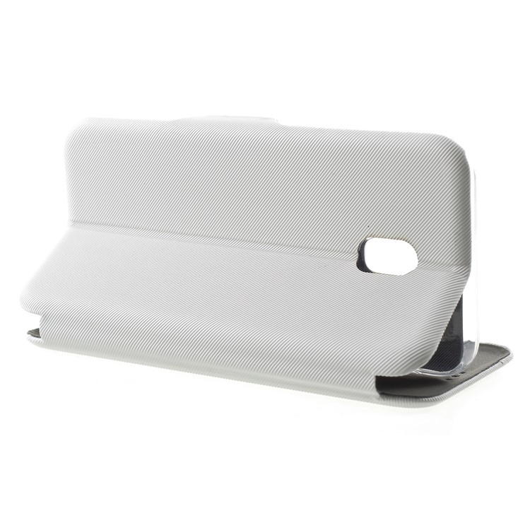 Twill Grain Leather Card Holder Stand Cell Phone Shell for Samsung Galaxy J3 Pro (2017) / J3 (2017) EU Version - White-4