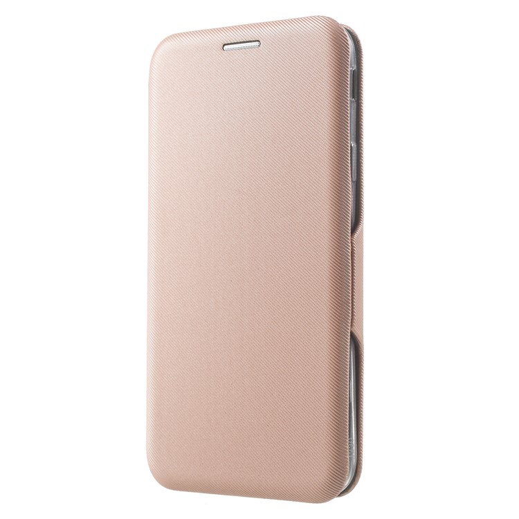 Twill Grain Leather Card Holder Stand Cell Phone Casing Cover for Samsung Galaxy J3 Pro (2017) / J3 (2017) EU Version - Rose Gold-3