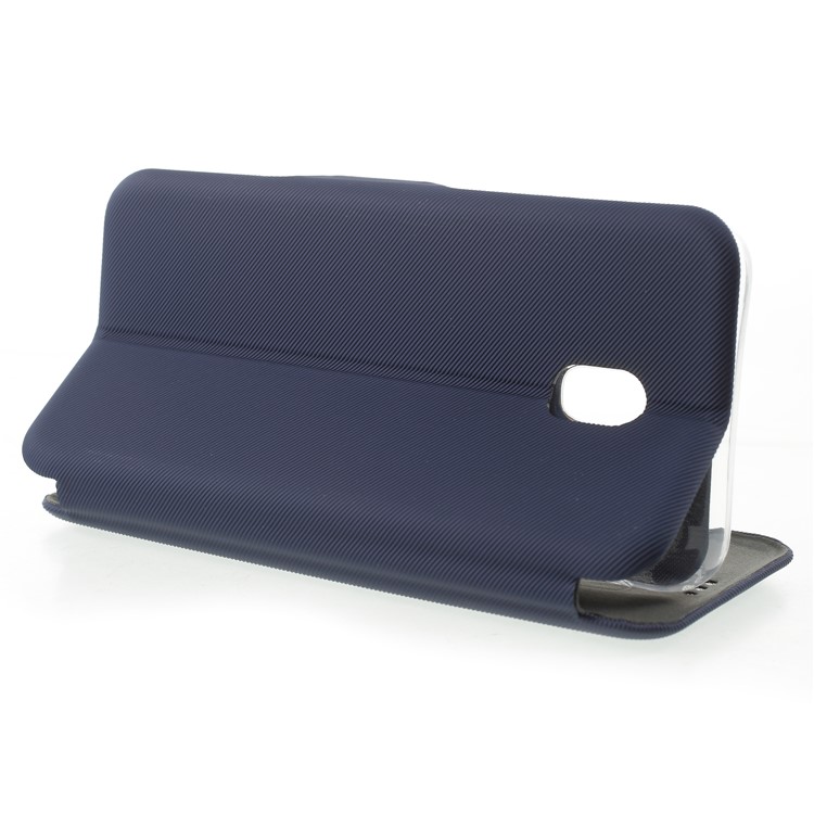 Twill Grain Leather Card Holder Stand Phone Cover for Samsung Galaxy J3 Pro (2017) / J3 (2017) EU Version - Dark Blue-4