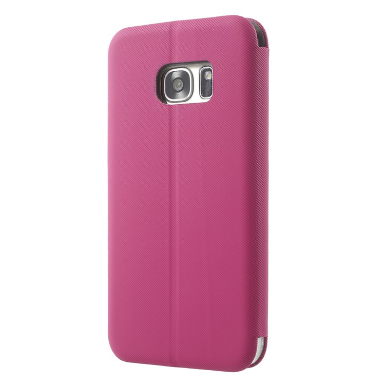 Twill Grain Leather Card Holder Stand Phone Casing for Samsung Galaxy S7 SM-G930 - Rose-2