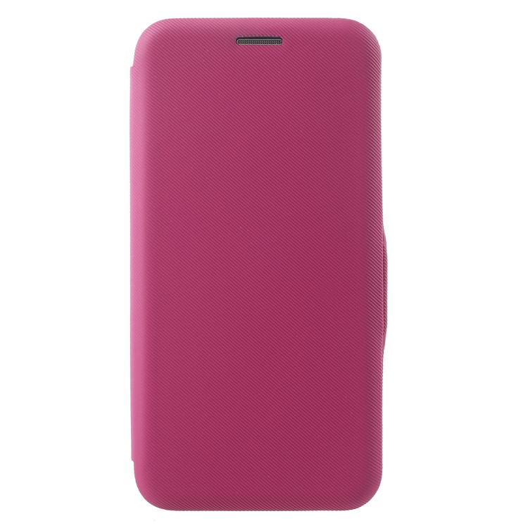 Twill Grain Leather Card Holder Stand Phone Casing for Samsung Galaxy S7 SM-G930 - Rose-3