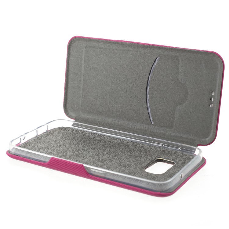 Twill Grain Leather Card Holder Stand Phone Casing for Samsung Galaxy S7 SM-G930 - Rose-6