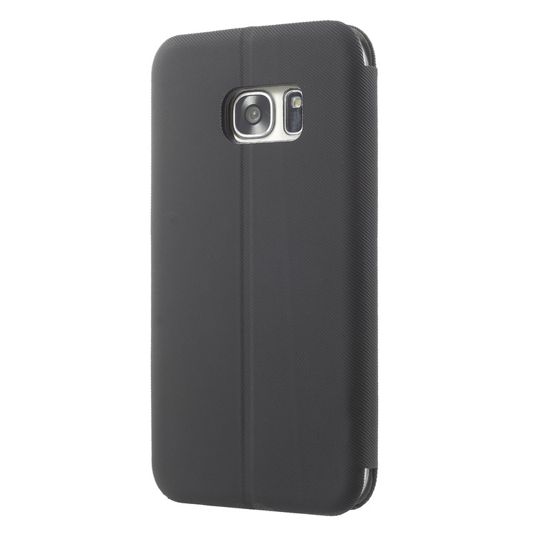Twill Grain Leather Card Holder Stand Phone Case for Samsung Galaxy S7 SM-G930 - Black-2