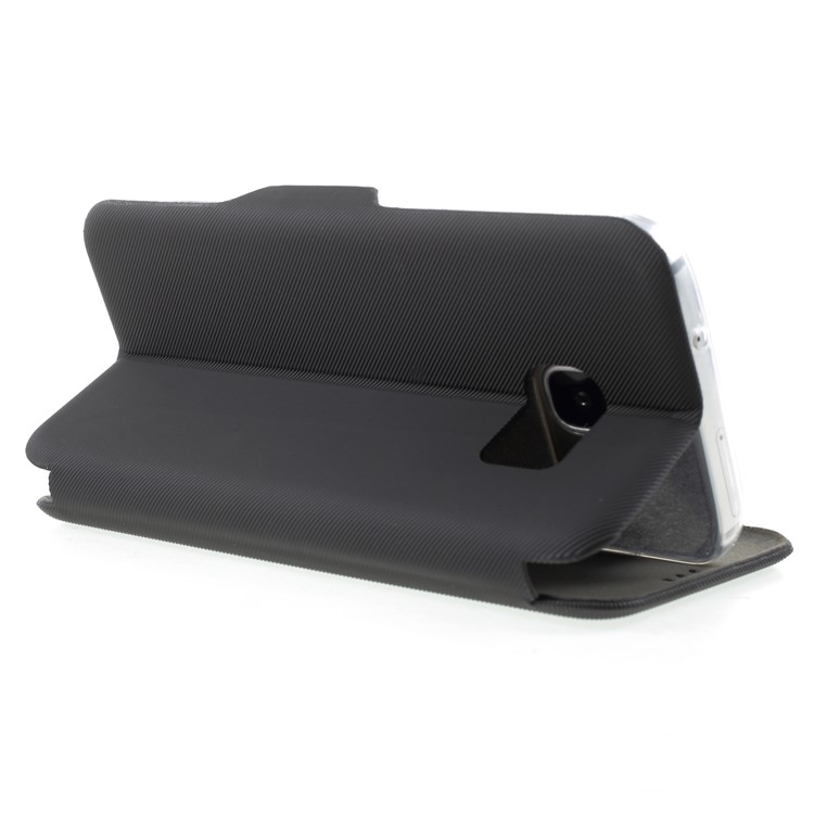 Twill Grain Leather Card Holder Stand Phone Case for Samsung Galaxy S7 SM-G930 - Black-5